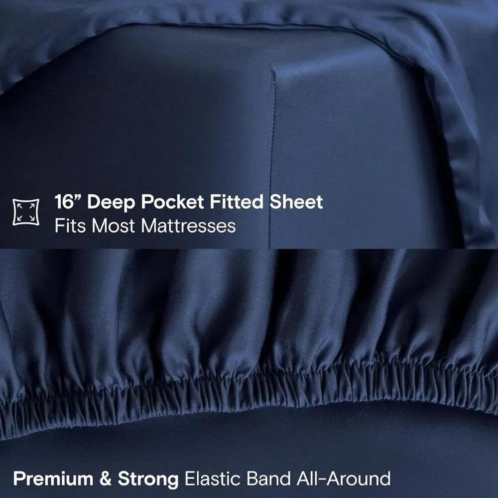 NWT Sijo DOZ Bamboo Sheet Set 4 PC- 2 Pillowcases 2 Sheets Sapphire Blue Full